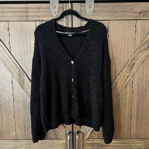 Social Standard By Sanctuary Popcorn Textured Cardigan Sweater Black Size XXL - Picture 1 of 5